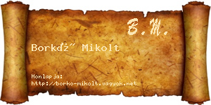 Borkó Mikolt névjegykártya